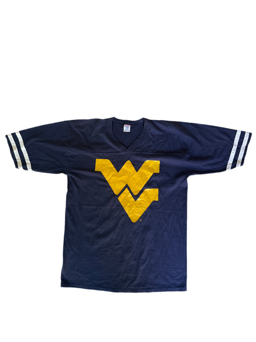 Vintage 80s West Virginia Mountaineers Jersey Tee Jerzees by Russell